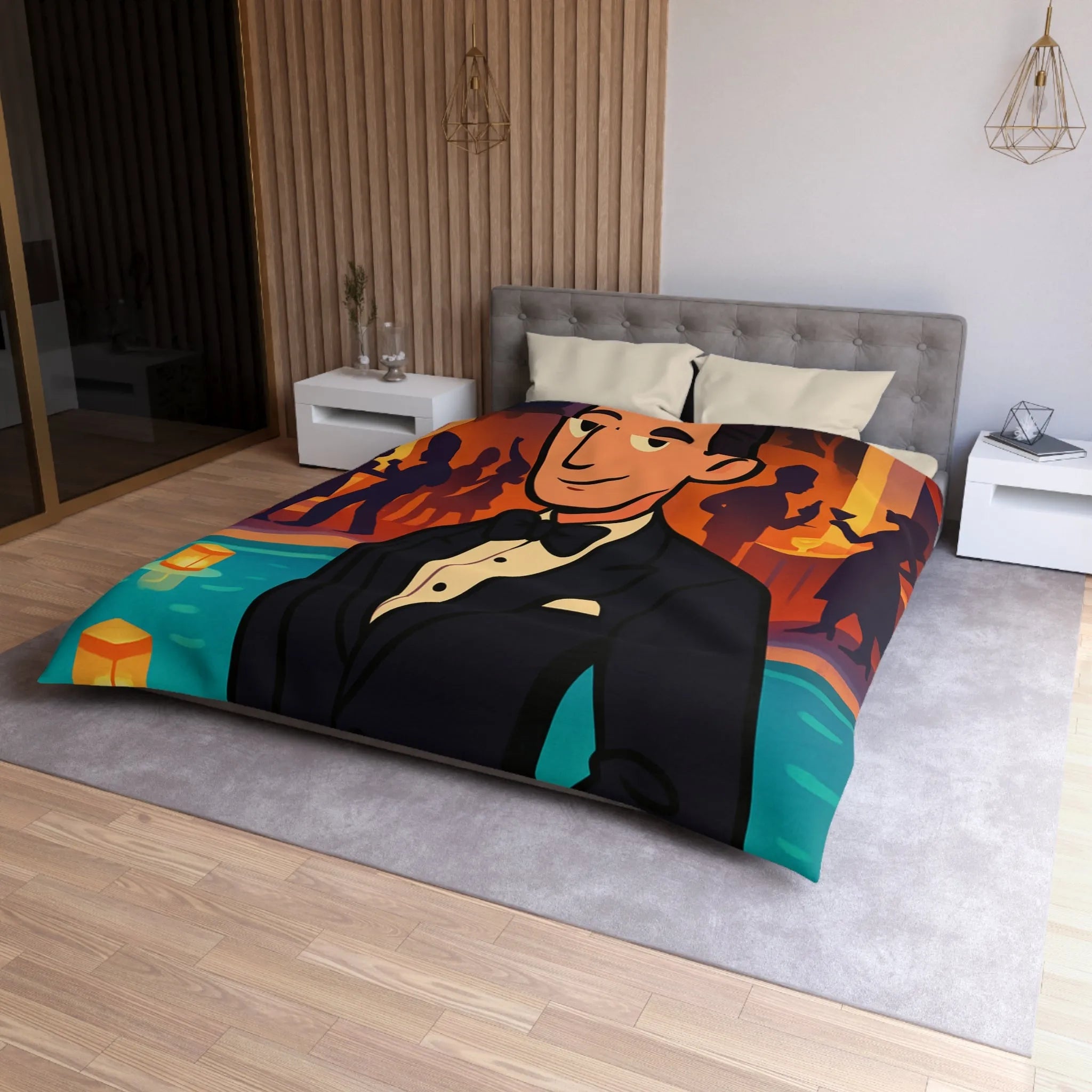 Élégance Nocturne : Motifs Inspirés de Soirées Glamour Art Déco Pour Chambre Distinguée