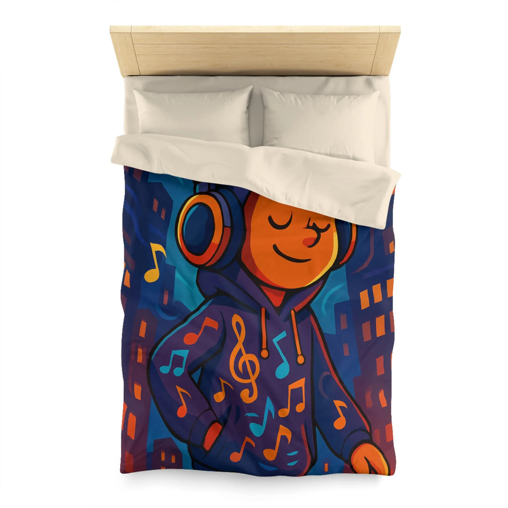 "Housse de couette colorée avec design urbain de musique pour chambre moderne et dynamique"