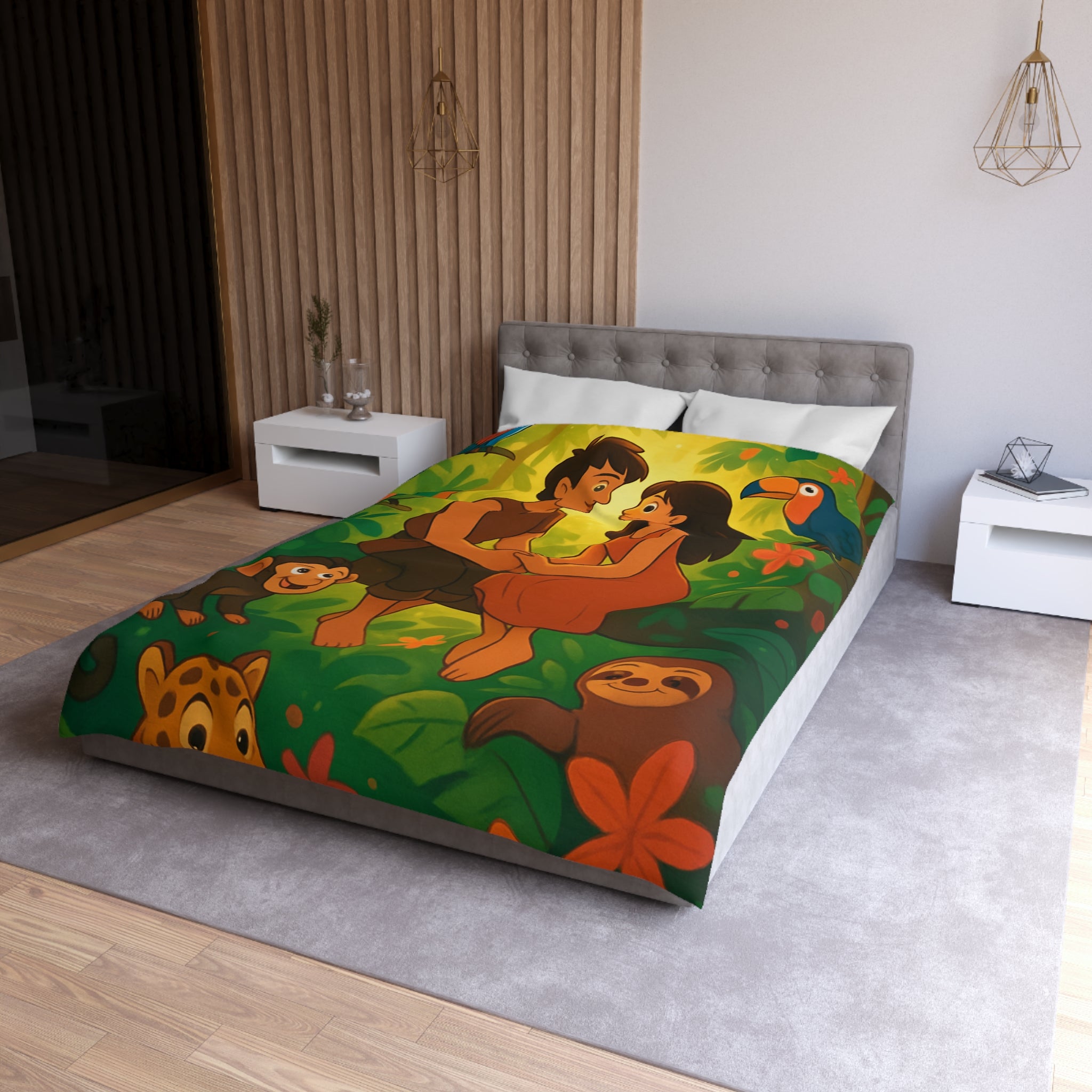 Housse de Couette Microfibre Art Graphique Contemporain Style Décoratif Chambre Tendance