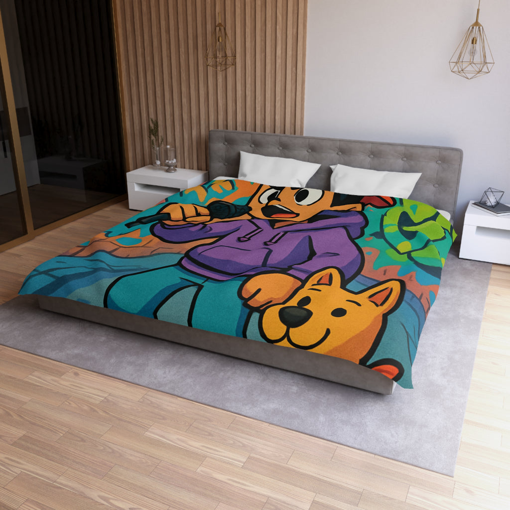 Housse de Couette Rap Urbain avec Chien et Graffiti Coloré pour Chambre Adolescente