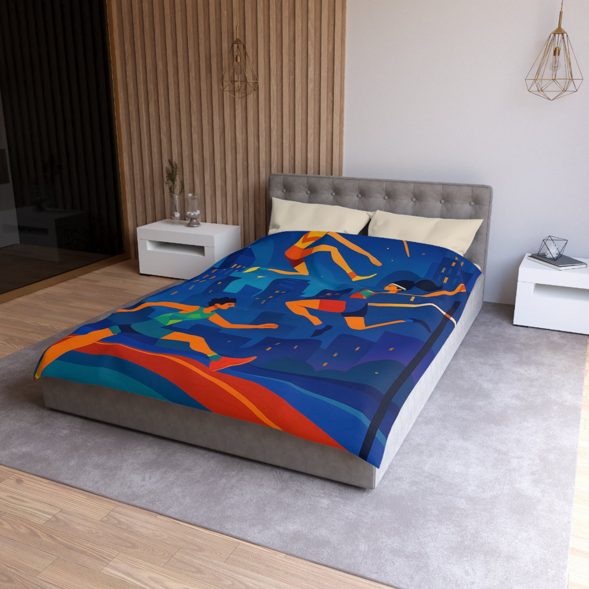 Housse de Couette Sportive avec Sauts et Course en Ville en Couleurs Vives