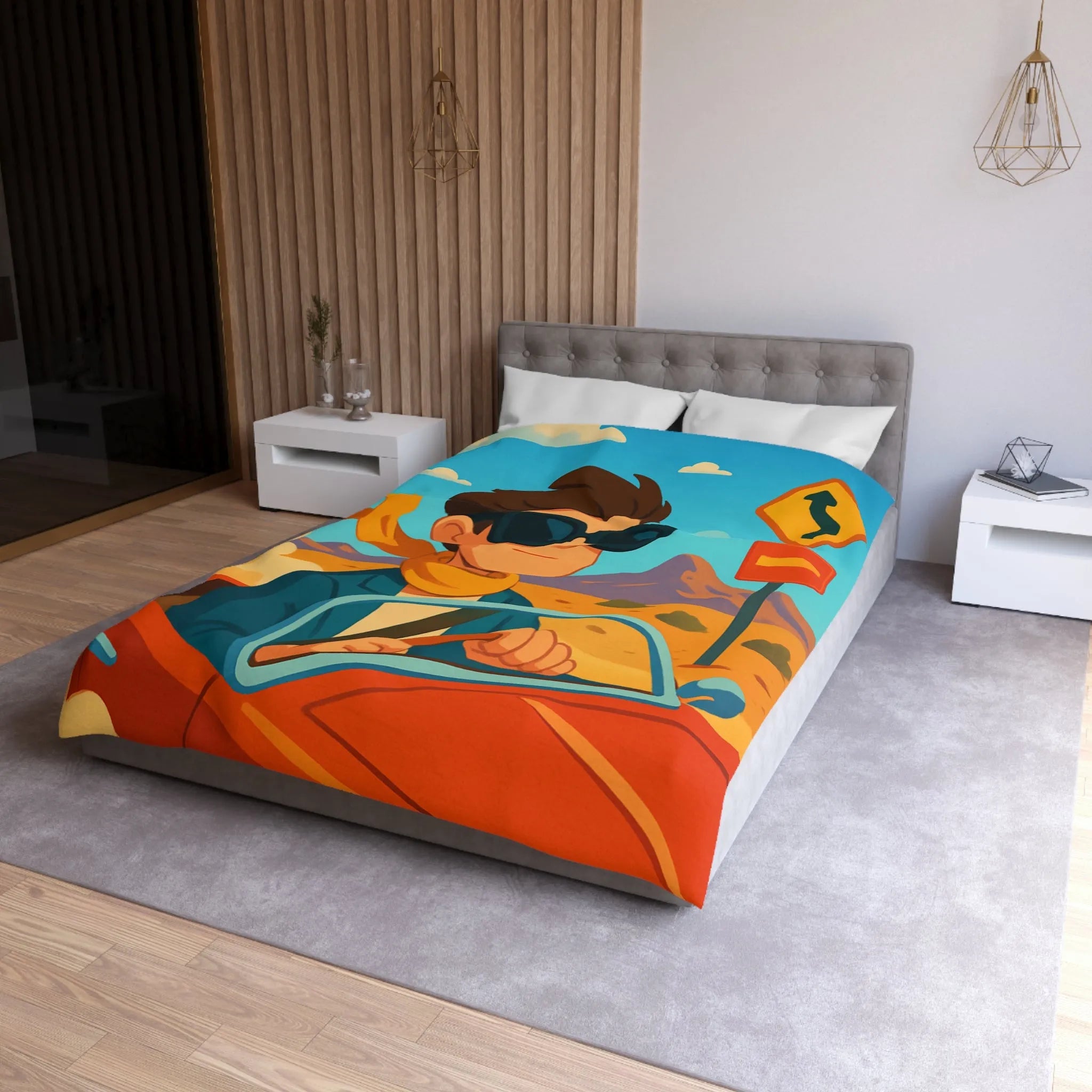 Housse de Couette Microfibre Art Graphique Contemporain Style Décoratif Chambre Tendance