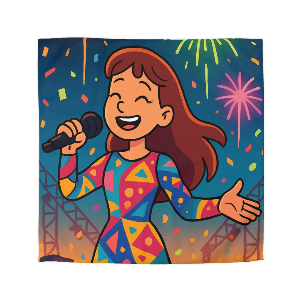 Housse de couette avec chanteuse colorée et feux d'artifice pour chambre dynamique