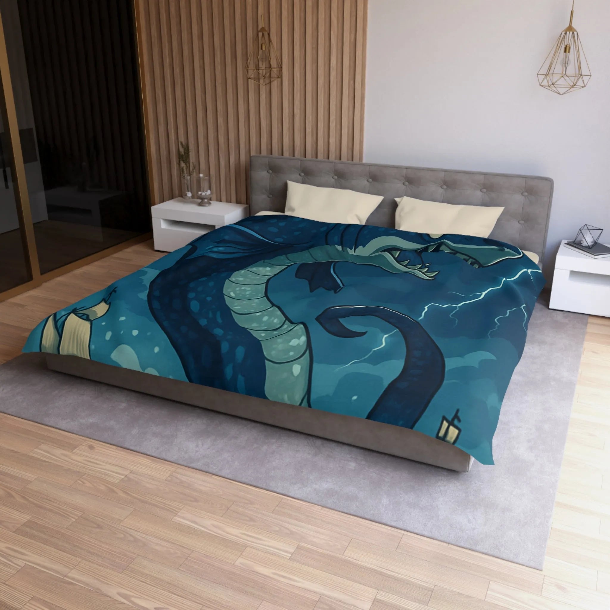 Housse de Couette Microfibre Art Graphique Contemporain Style Décoratif Chambre Tendance