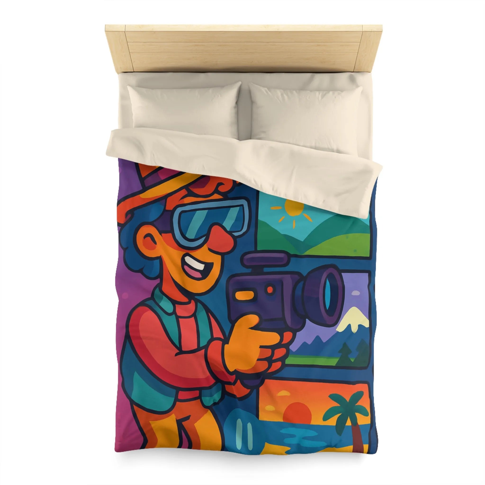 Housse de Couette Microfibre Art Graphique Contemporain Style Décoratif Chambre Tendance