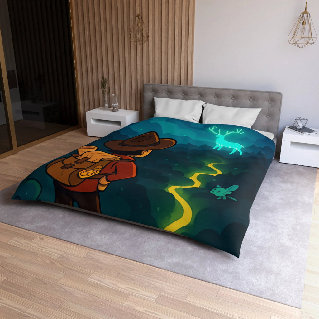 Enchantez Votre Espace avec une Housse de Couette de Randonneur en Forêt Mystique