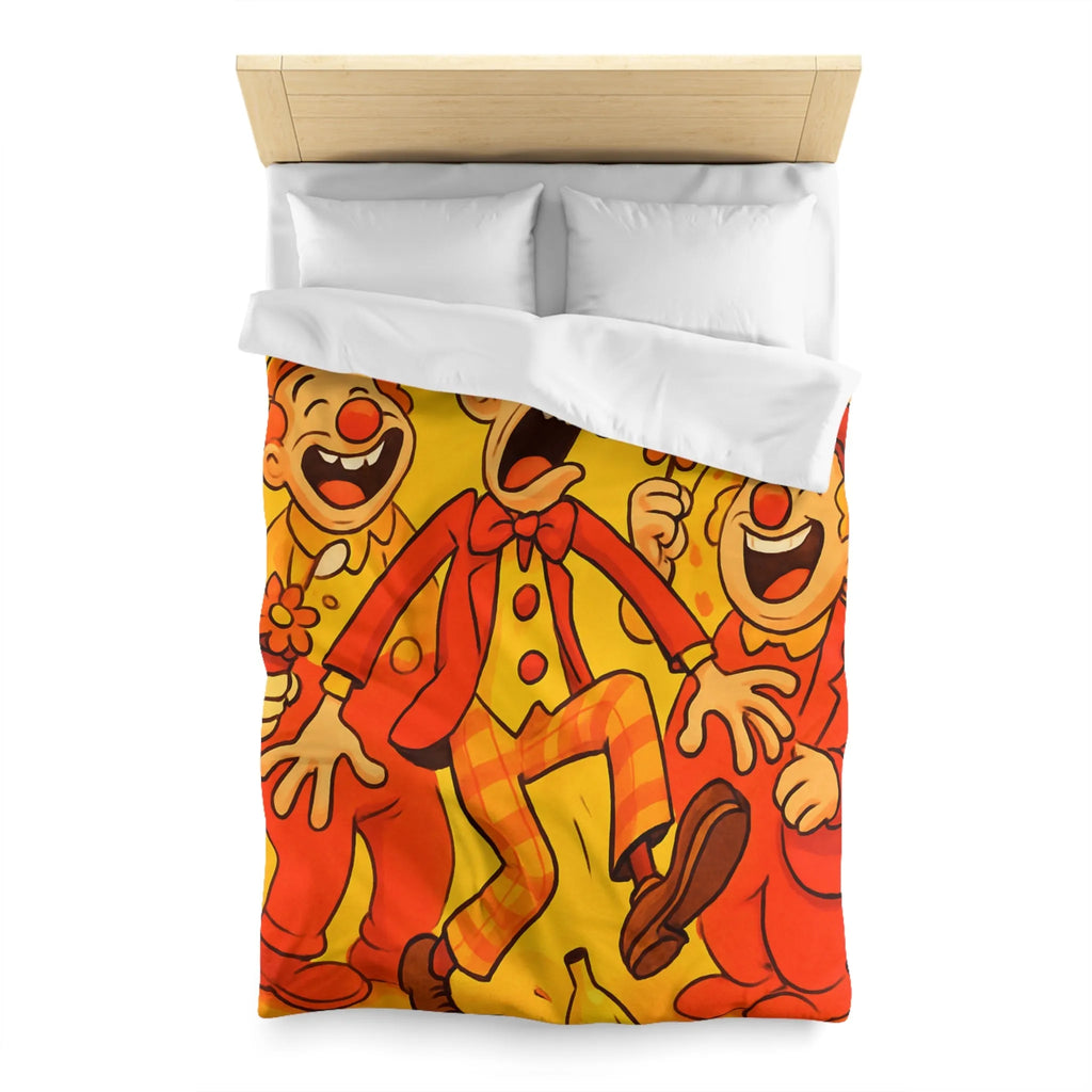 Housse de Couette Colorée avec Design Amusant de Clowns et Bananes Glissantes