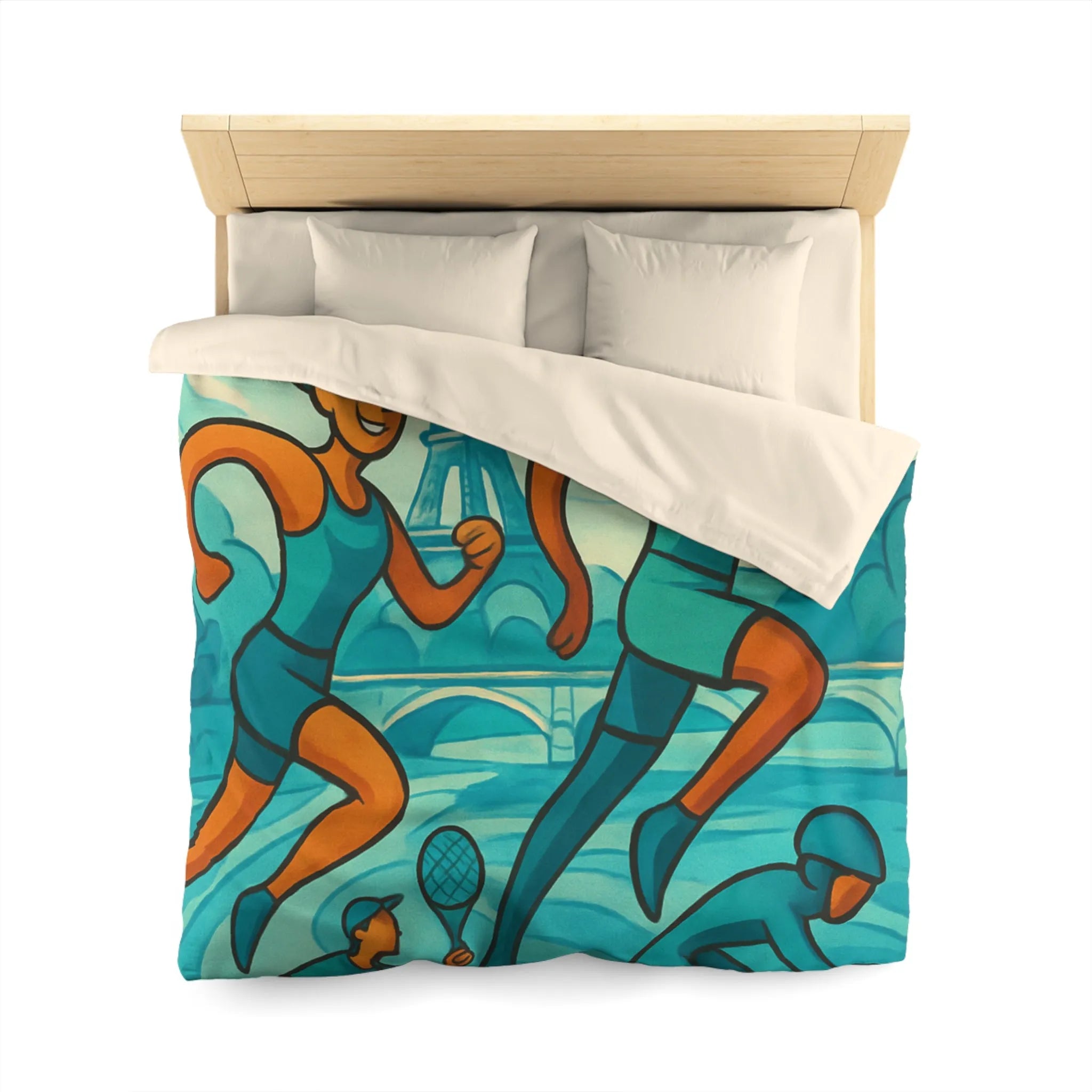 Housse de Couette Athlétique Inspirée par Sports Dynamiques Paris avec Tour Eiffel