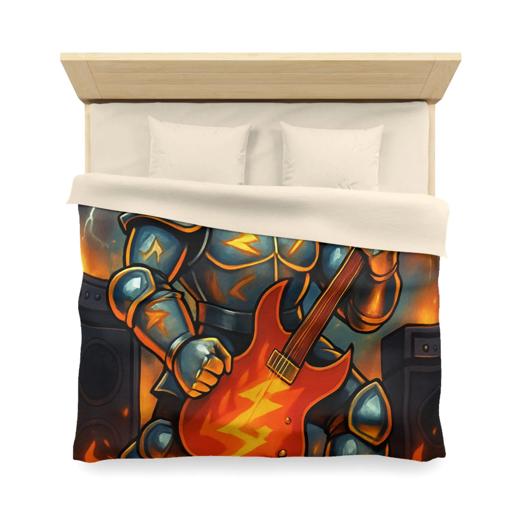 Housse de couette guerrier électrique avec guitare enflammée pour chambre rock intense