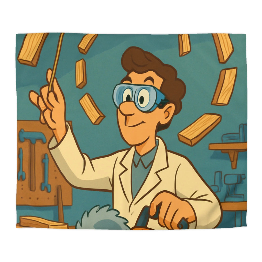 Housse de couette avec design créatif de menuiserie en style rétro et ludique