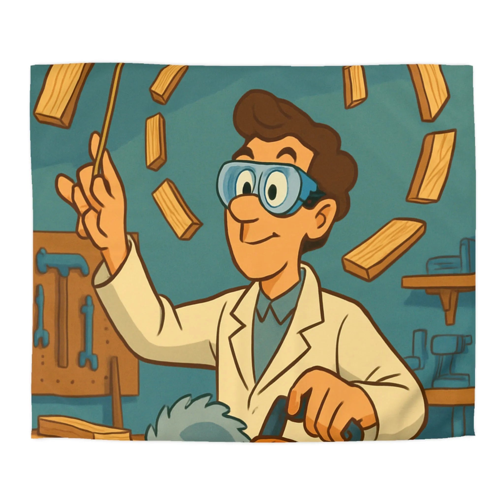 Housse de couette avec design créatif de menuiserie en style rétro et ludique