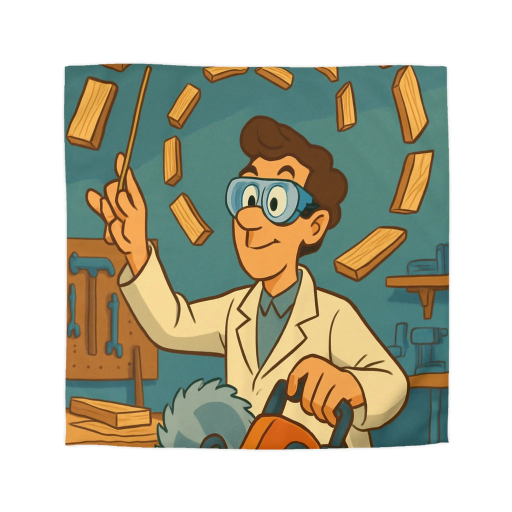 Housse de couette avec design créatif de menuiserie en style rétro et ludique