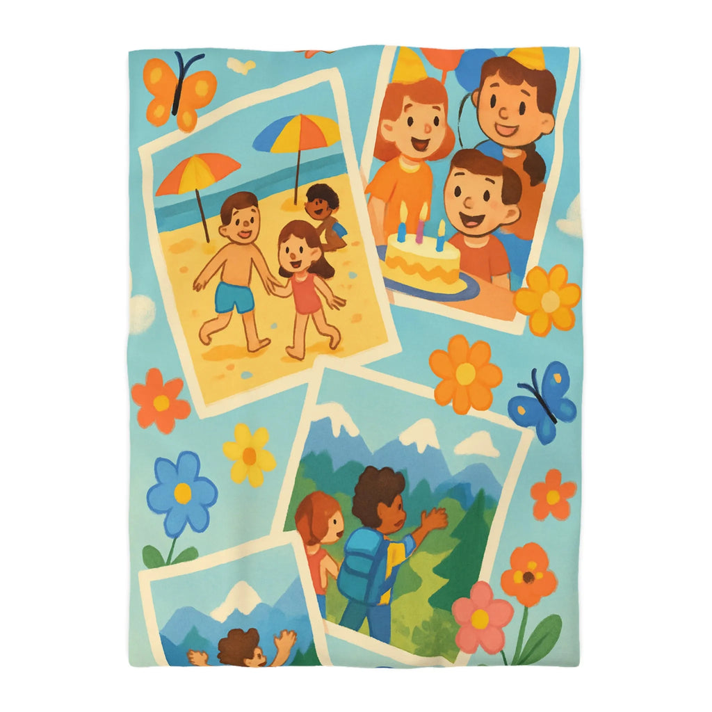 Housse de Couette Enfant : Aventures Ludiques en Été avec Amis et Nature