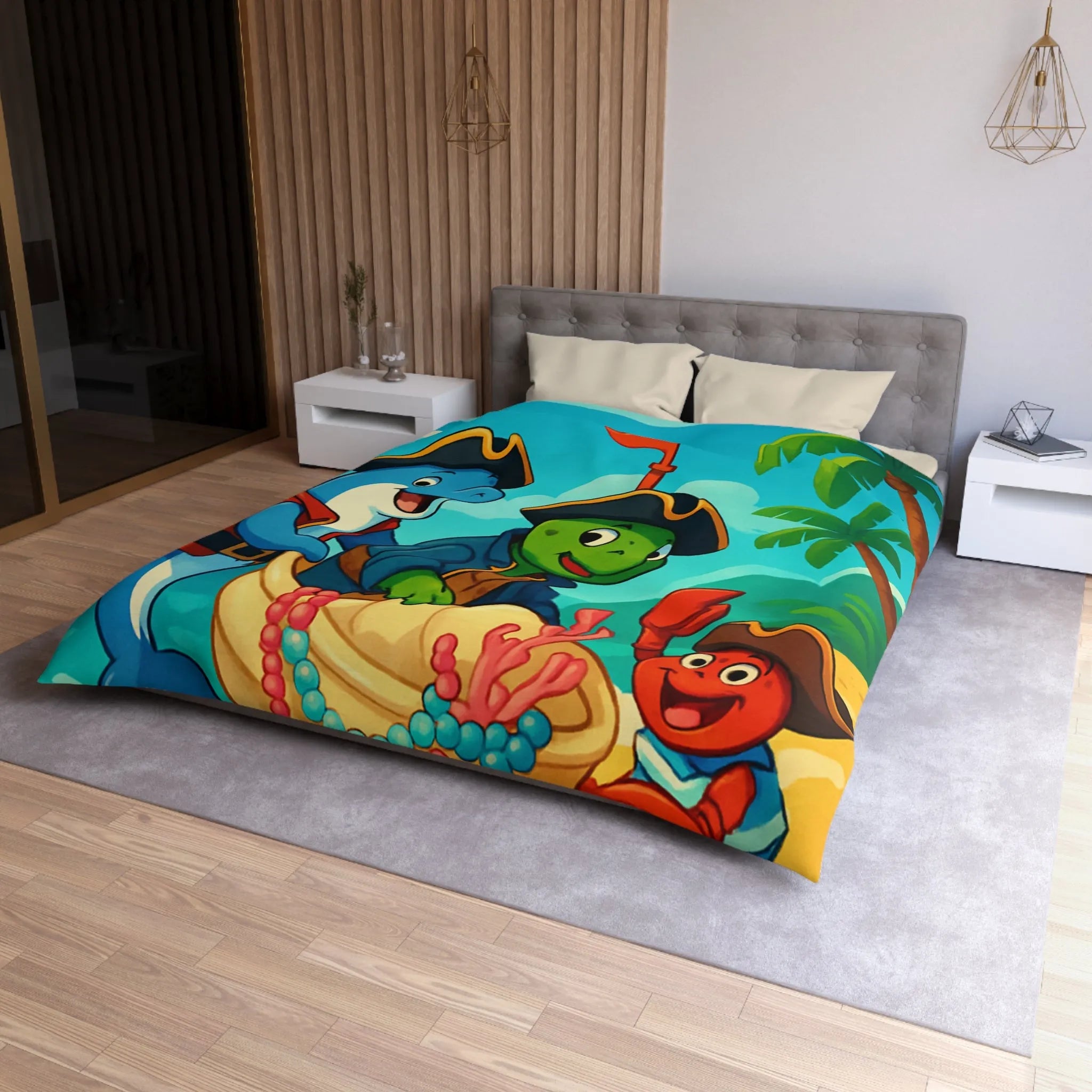 Ensemble pirate océanique pour chambre enfant avec animaux marins en costumes colorés