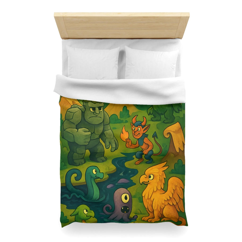Housse de couette fantaisie créatures magiques et aventure pour chambre d'enfant unique