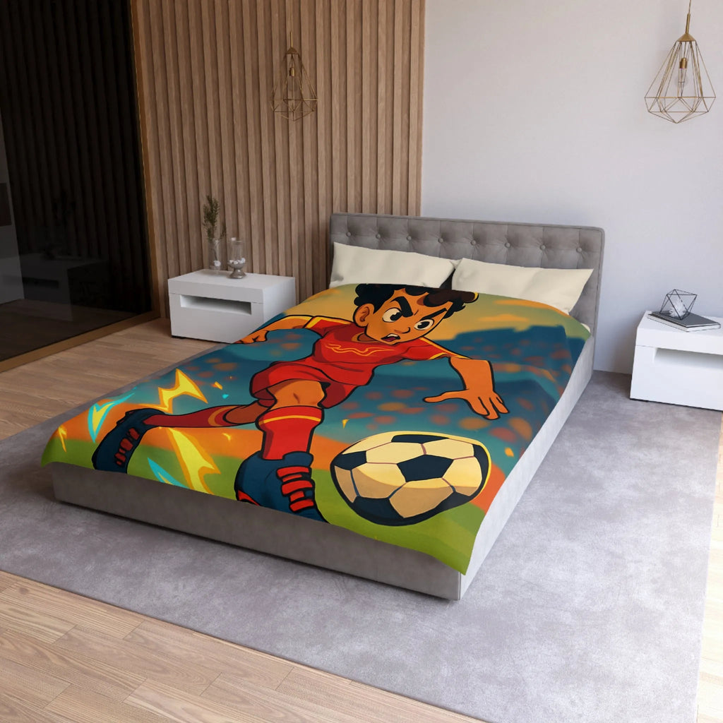 Housse de couette football enfant design joueur intense terrain animation colorée