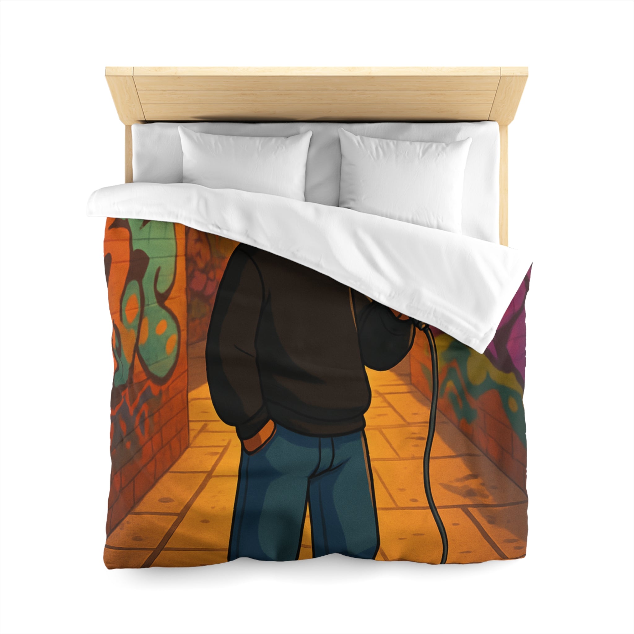 Housse de Couette Microfibre Design Artistique Moderne Décoration Chambre Confort Premium