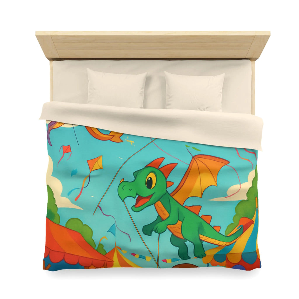 Envolée de cerfs-volants dragons et licorne sous un ciel bleu auberge festival