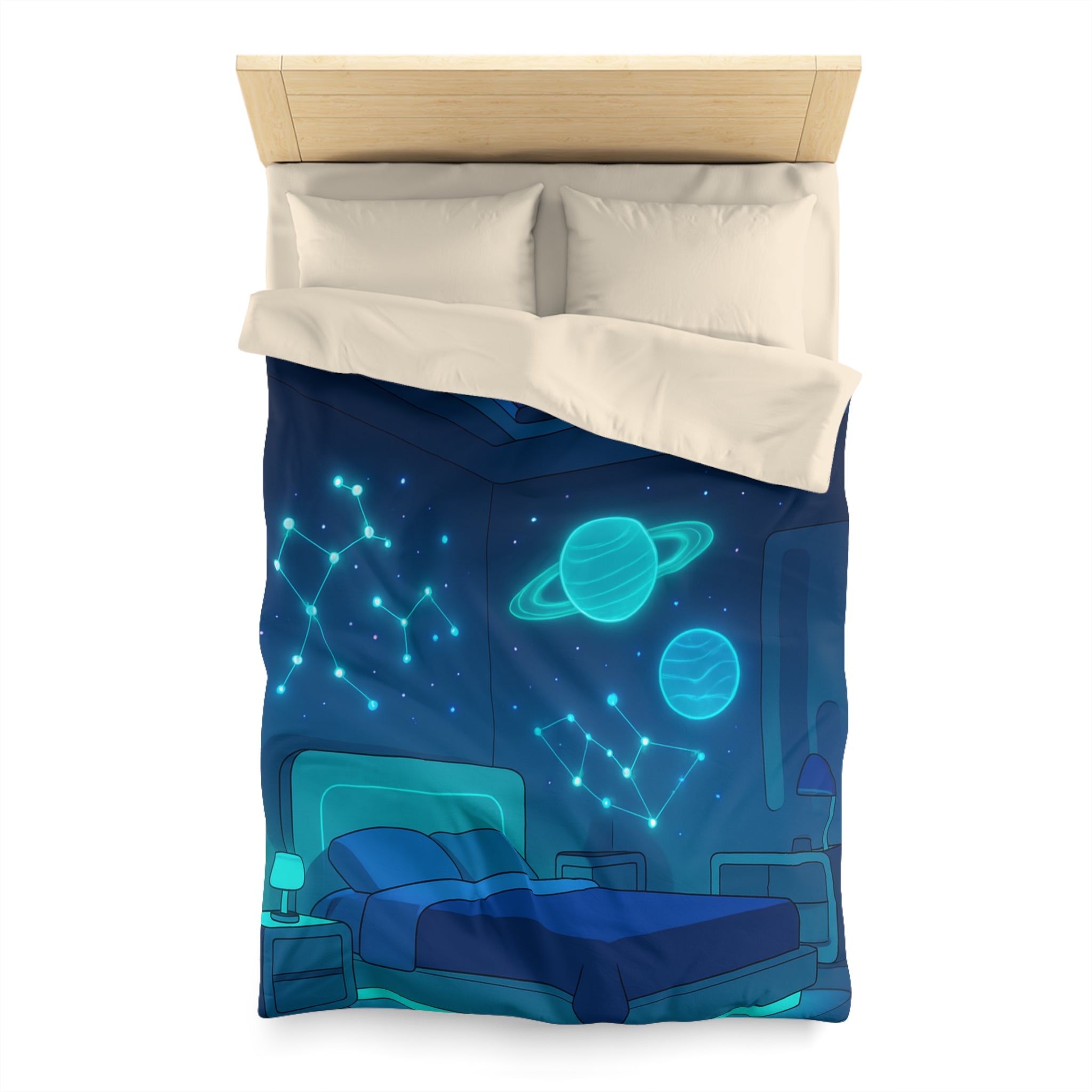 Housse de Couette Microfibre Design Artistique Moderne Décoration Chambre Confort Premium