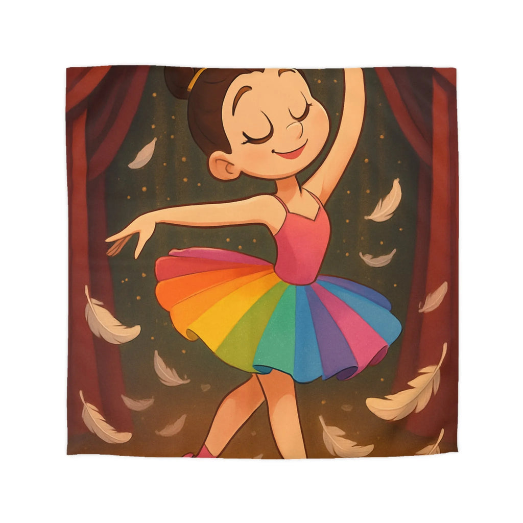 Housse de couette enfant ballerine arc-en-ciel danse plumes féériques pour chambre magique