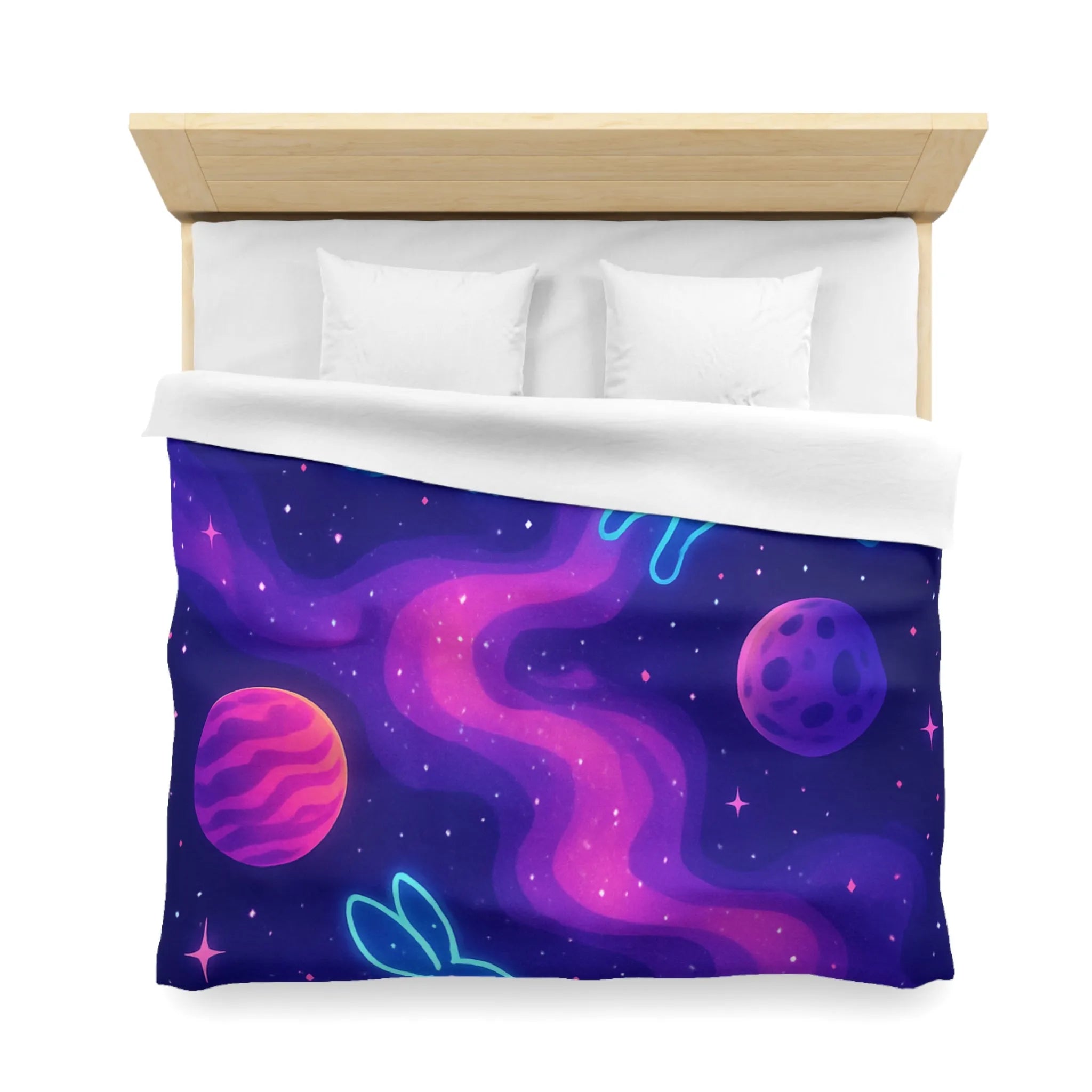 Housse de Couette Étoilée Animaux Néon Cosmiques pour Atmosphère Surnaturelle et Apaisante