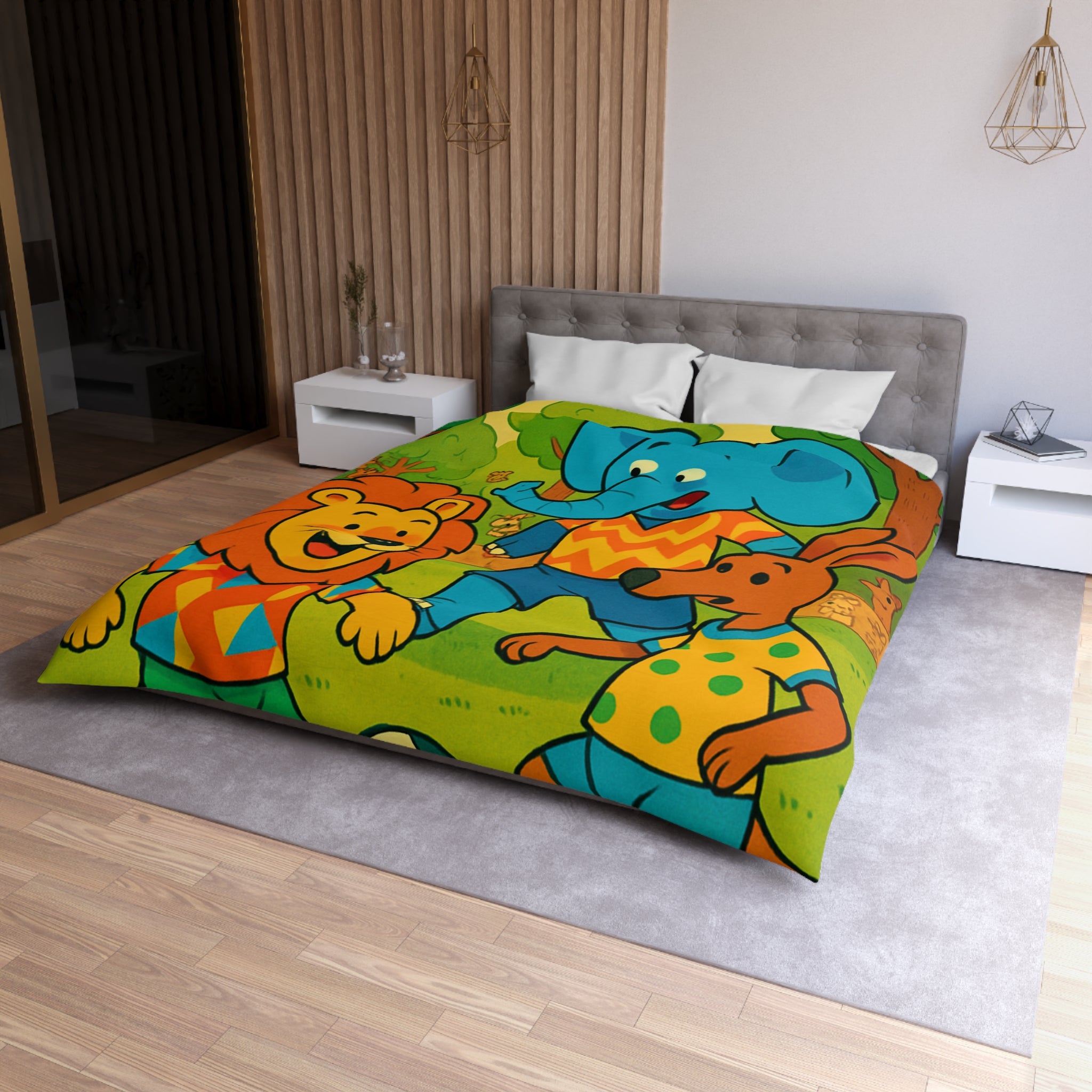 Housse de Couette Microfibre Motif Créatif Original Style Contemporain Chambre Élégante