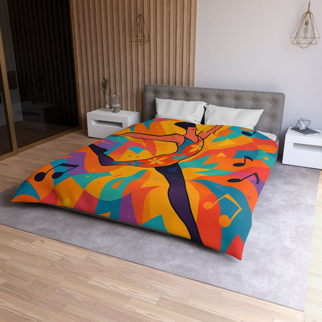 Housse de couette vibrante avec danseur aux couleurs éclatantes et motifs musicaux