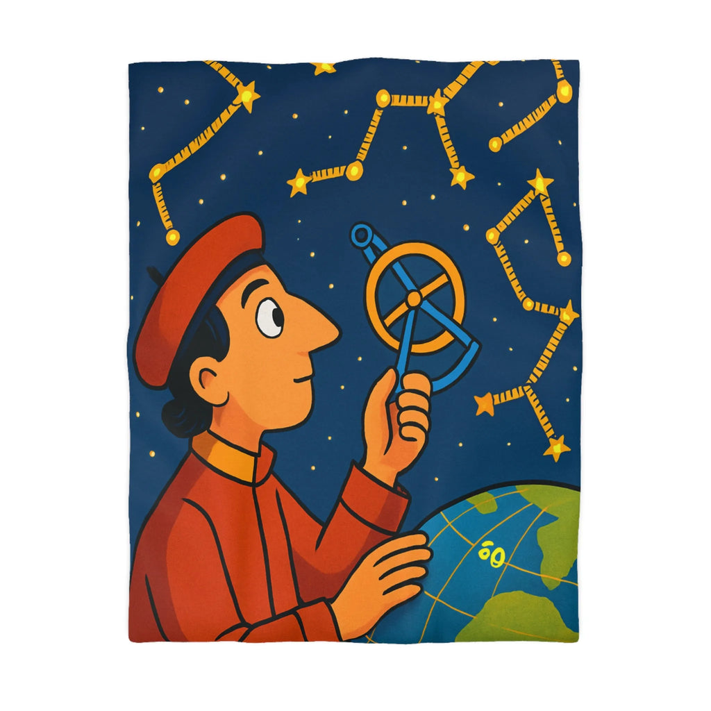 Housse de couette astronomie éducative avec constellations étoilées dans une nuit étoilée