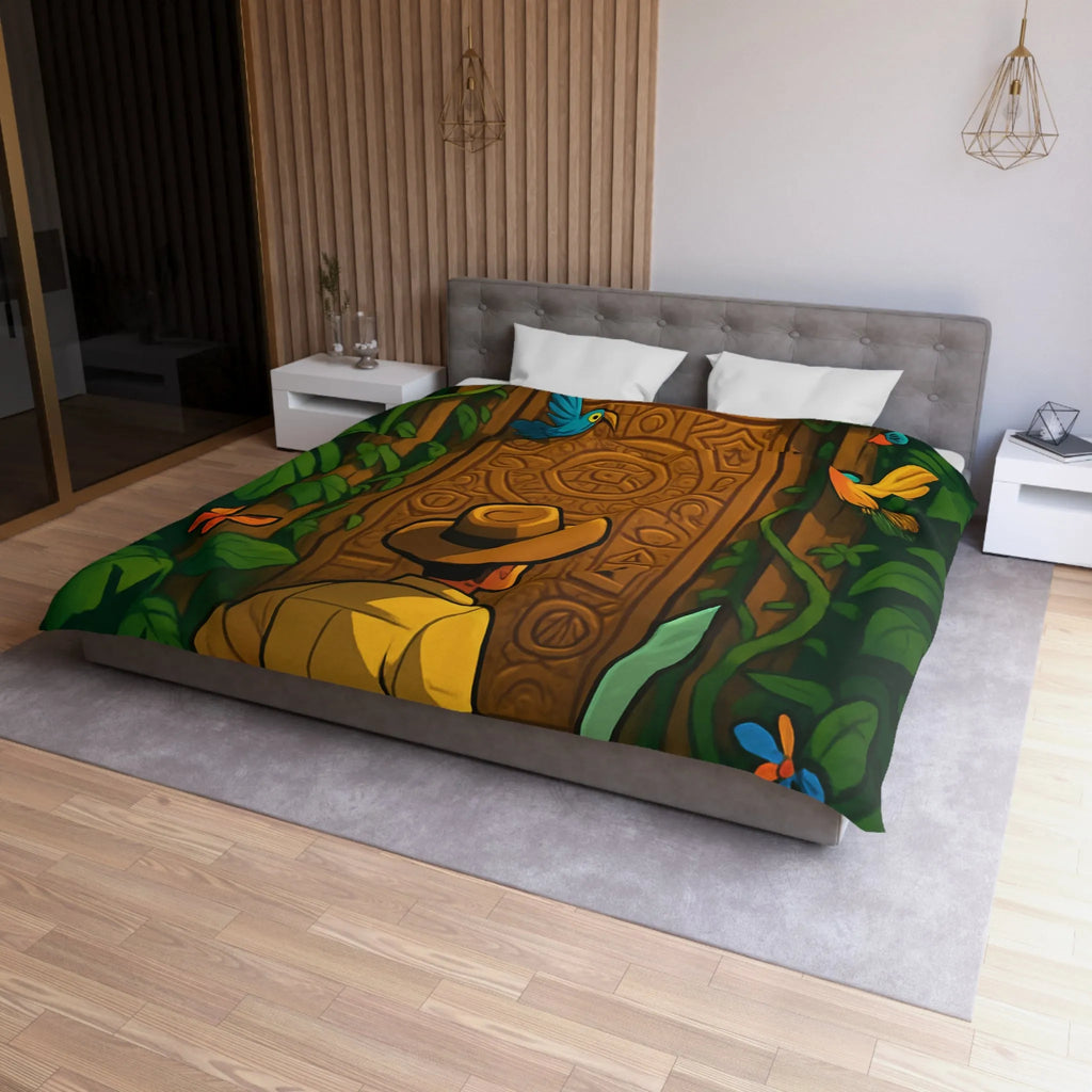 Housse De Couette Aventure Jungle Enjolivée De Motifs Anciens et Faune Colorée