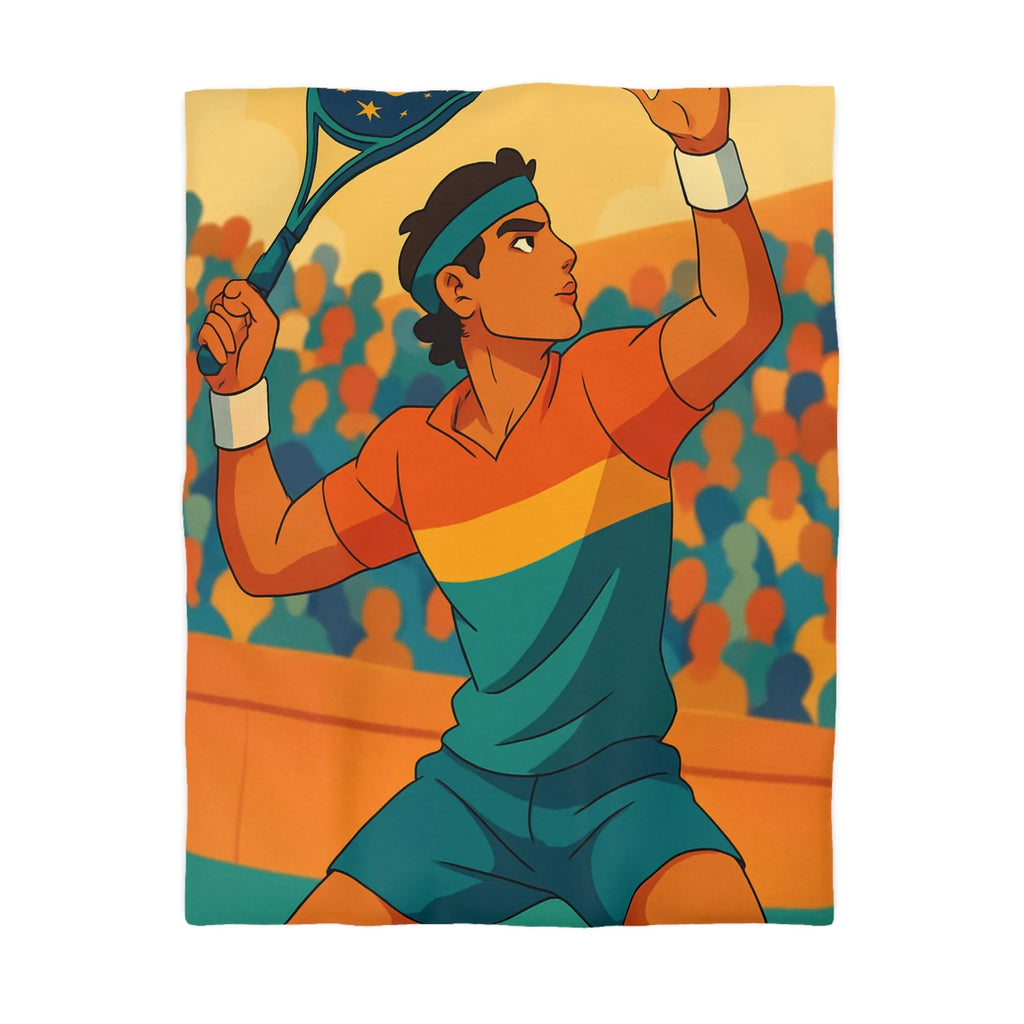 Housse de couette inspiration tennis avec élégance nocturne et couleurs vibrantes pour chambre moderne