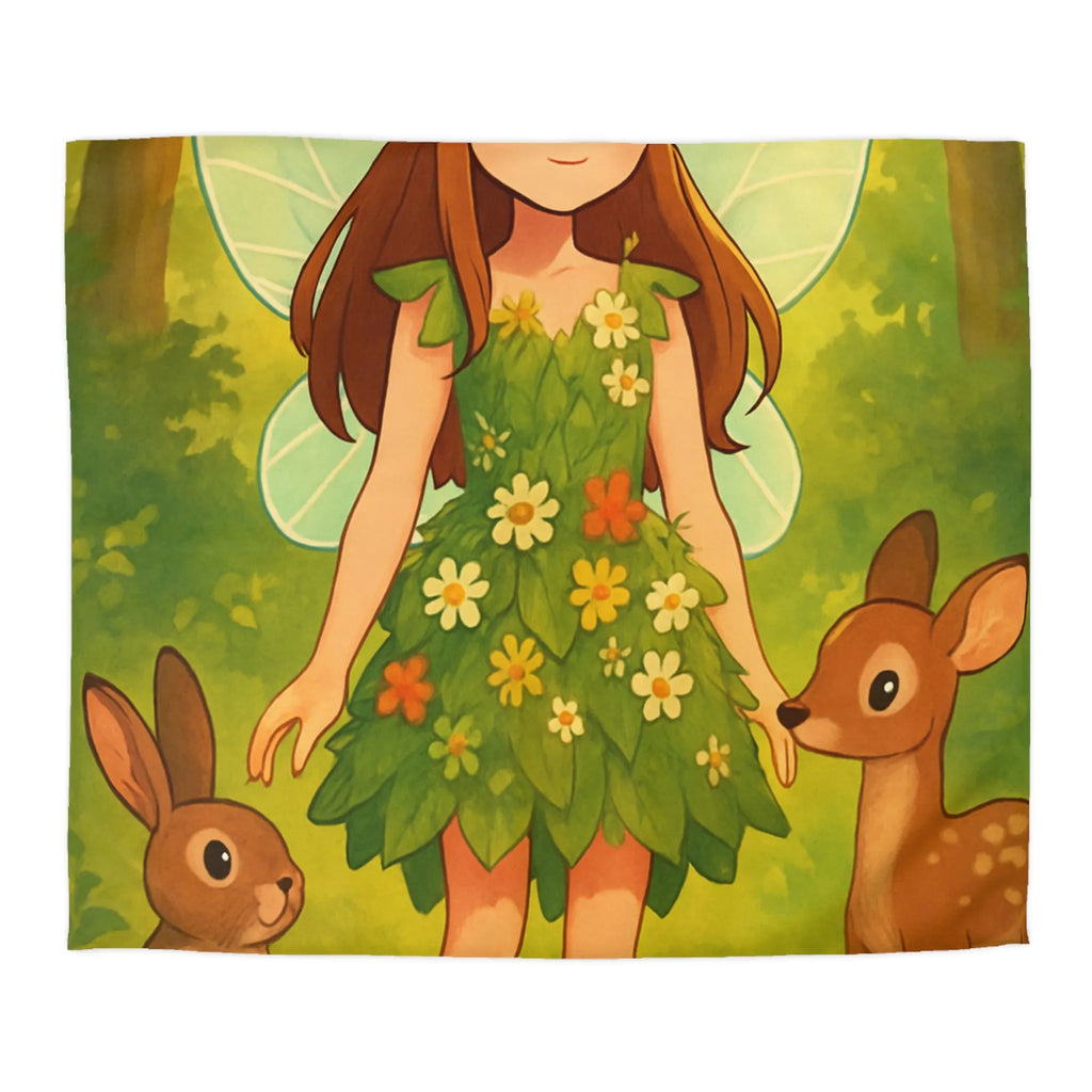 Housse de couette féerique avec fée et animaux de la forêt pour enfants