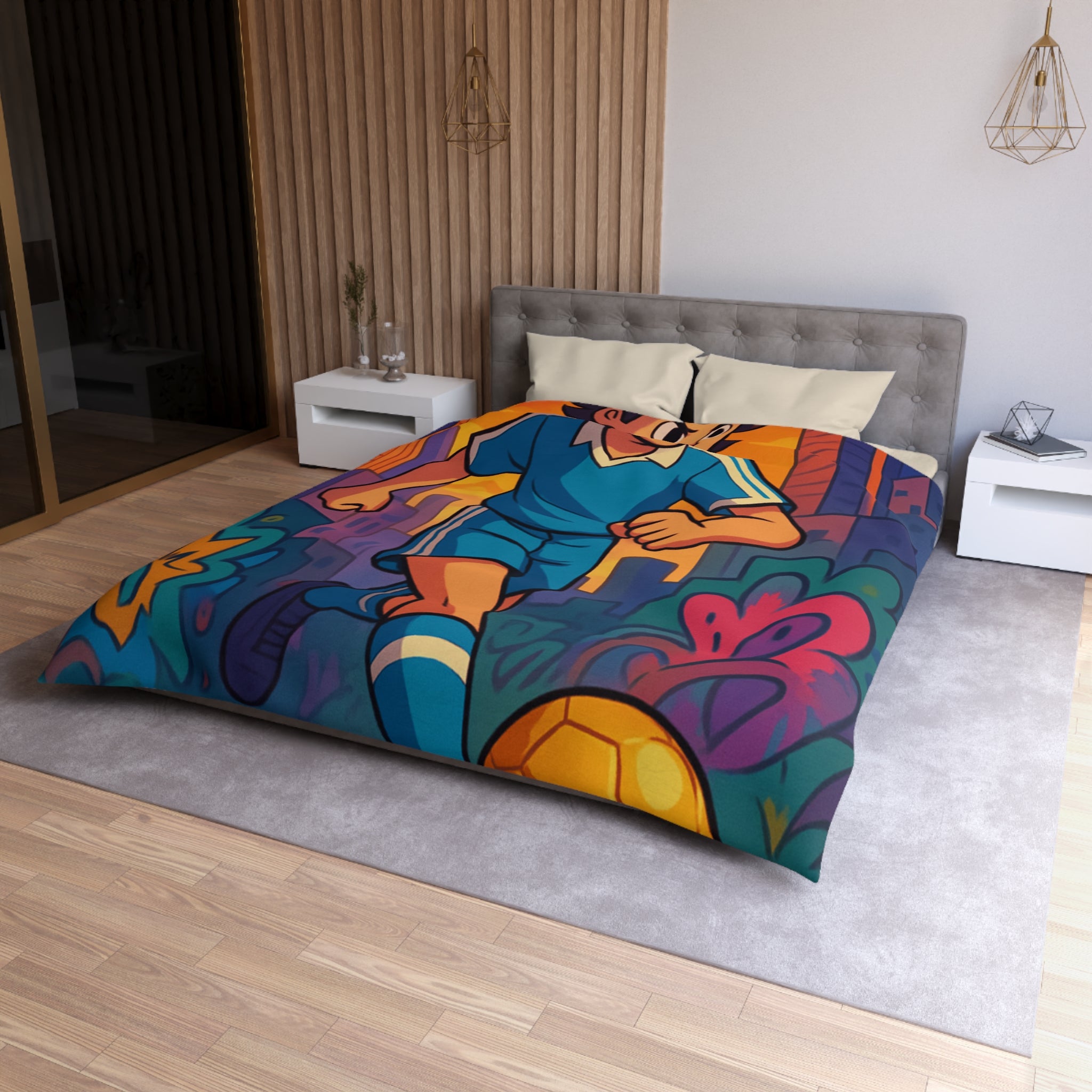 Housse de Couette Microfibre Design Artistique Moderne Décoration Chambre Confort Premium