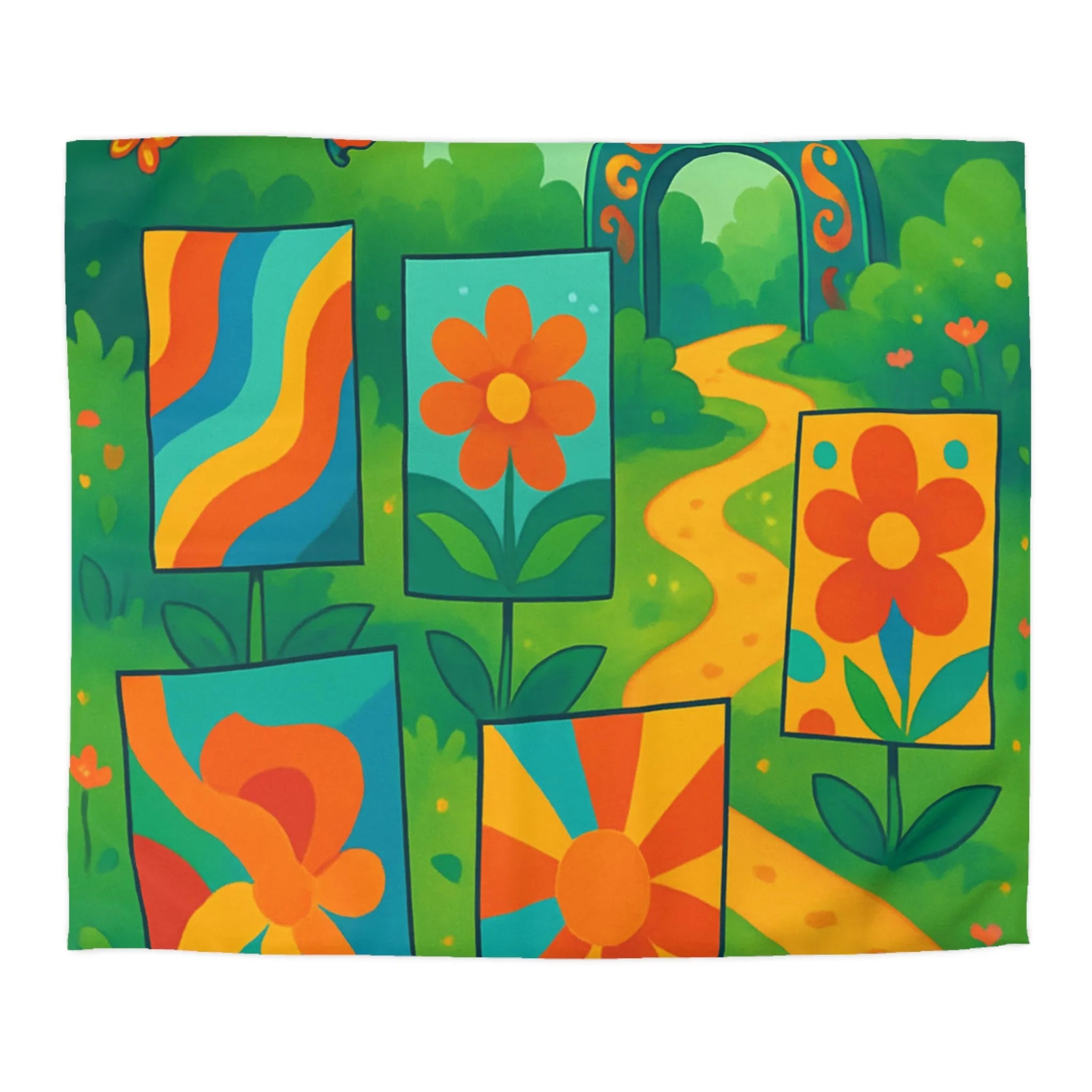 Housse de couette colorée avec fleurs et papillons pour chambre moderne et vivante