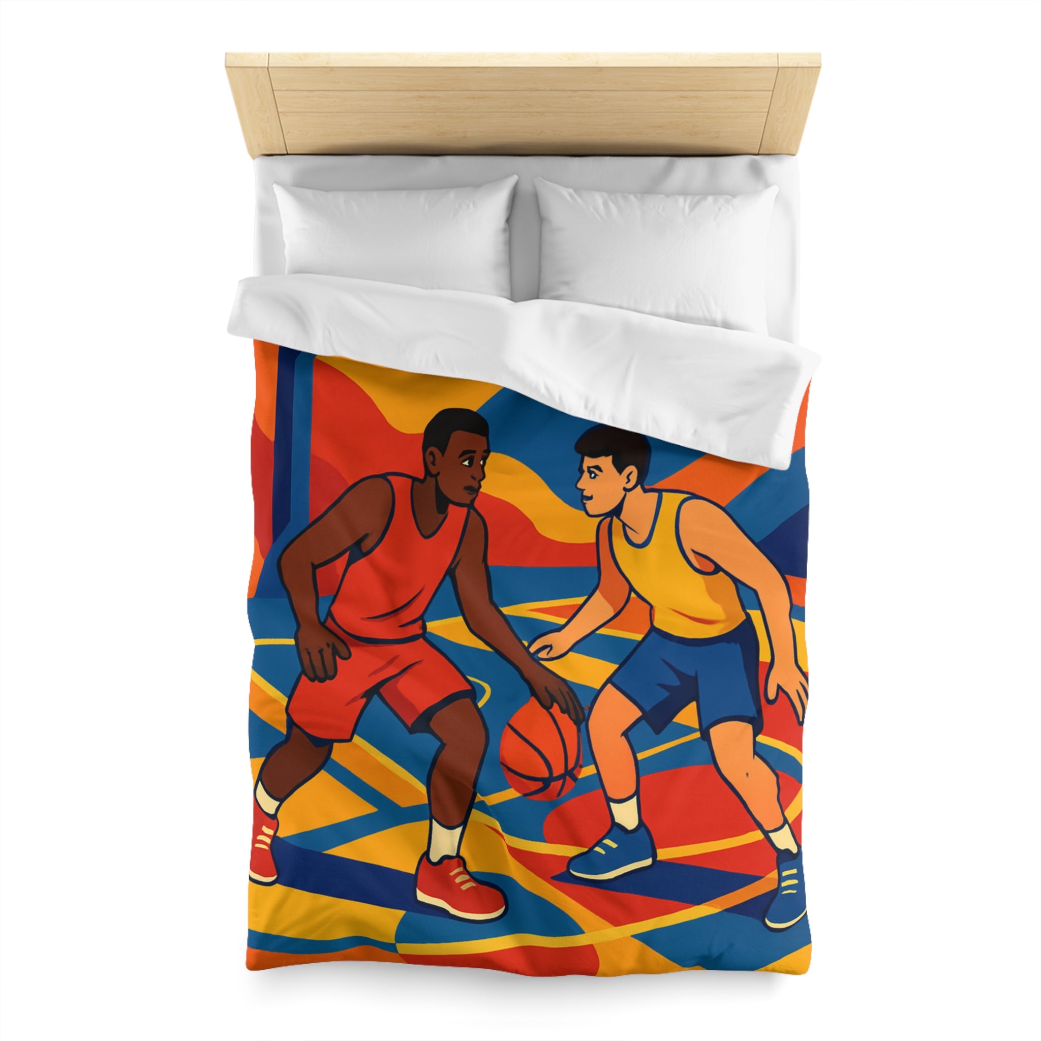 Idée Housse de Couette Basketball Colorée Style Rétro Dynamique pour Chambre Sportive