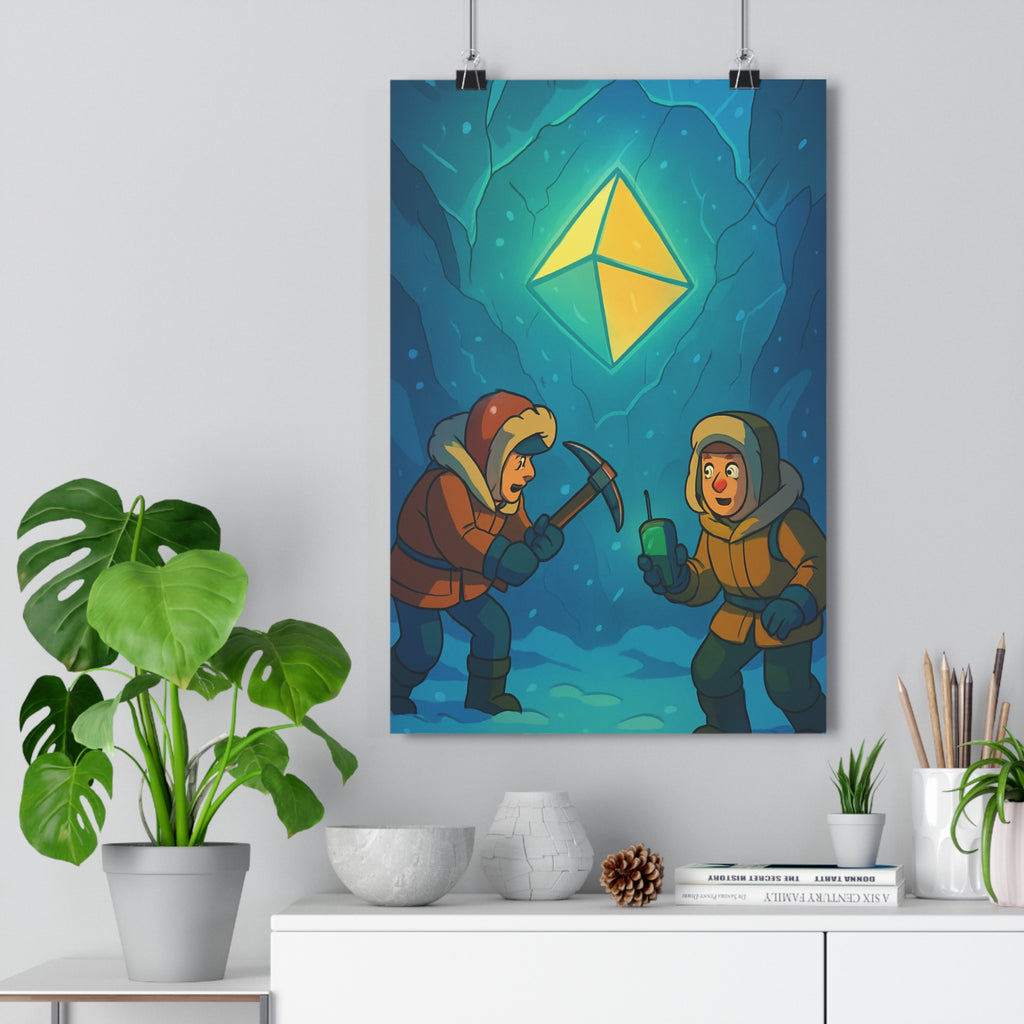 Poster décoratif cartoon bleu jaune explorateur aventure mystérieux chambre salon intrigue moderne unique qualité