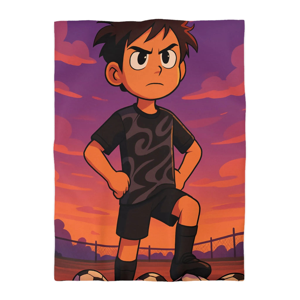 Housse De Couette Enfant Avec Illustration Inspirante Joueur De Football Au Coucher Du Soleil