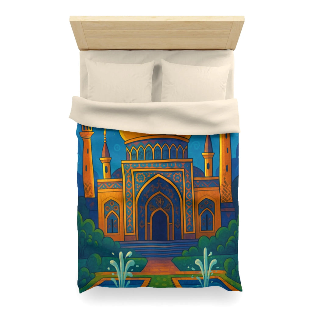 Housse de couette au design oriental avec palais doré sous ciel étoilé exotique