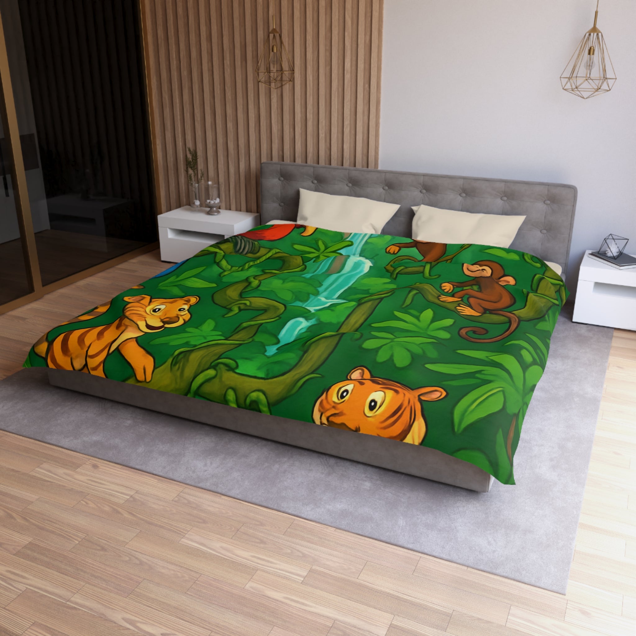 Housse de Couette Microfibre Illustration Unique Design Moderne Décoration Intérieure Raffinée