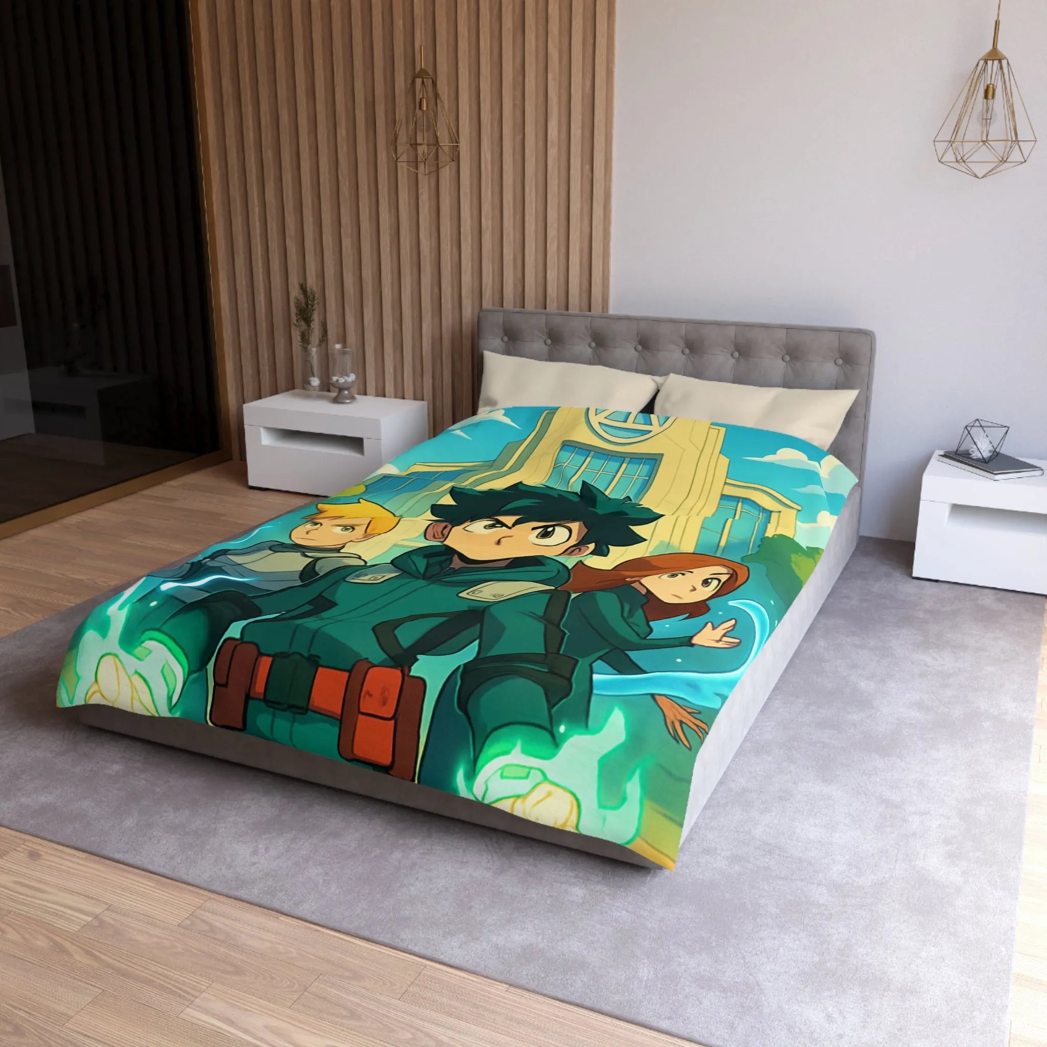 Housse de Couette Microfibre Art Graphique Contemporain Style Décoratif Chambre Tendance