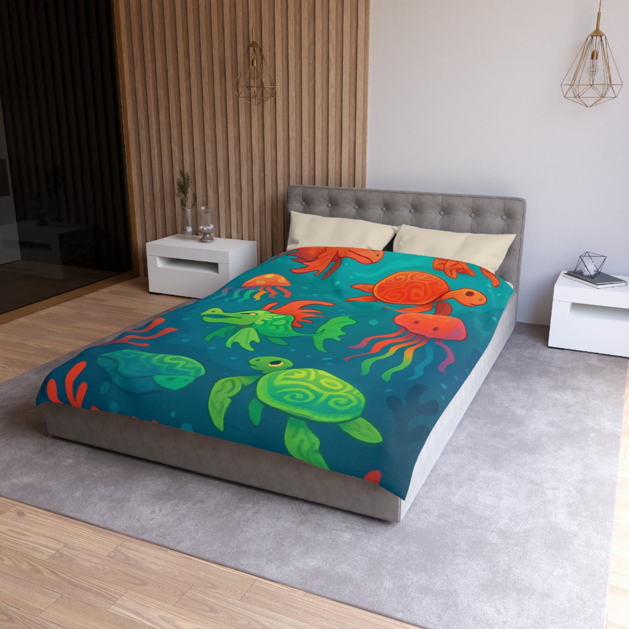 Housse de Couette Microfibre Illustration Unique Design Moderne Décoration Intérieure Raffinée