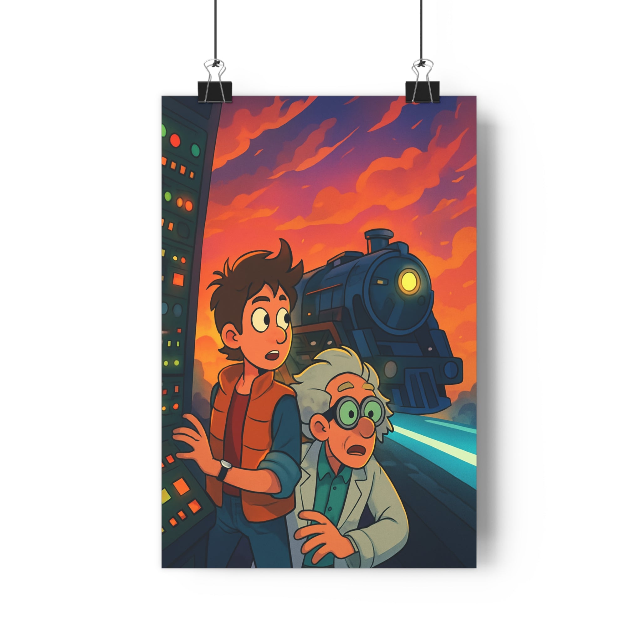 Poster décoratif anime futuriste rose orange aventure chambre salon dynamique vibrant contemporain unique qualité