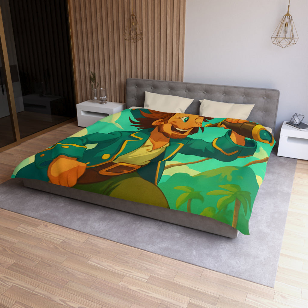 Housse de Couette Pirate Joyeux Naviguant sur Mer avec Longue-Vue Tropicale