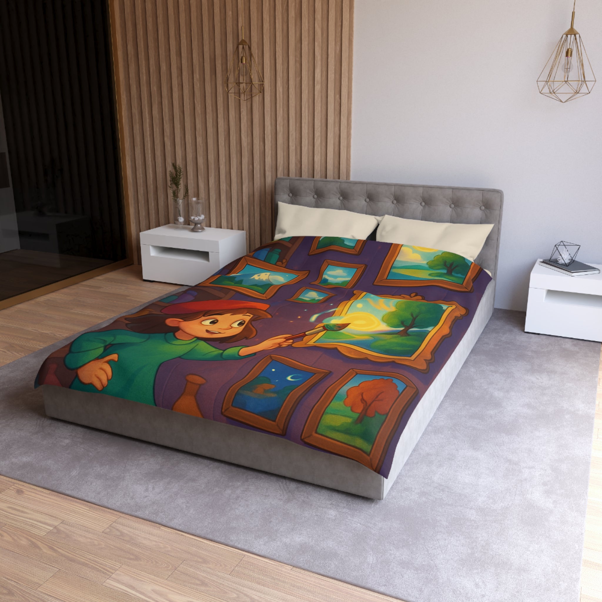 Housse de Couette Microfibre Illustration Unique Design Moderne Décoration Intérieure Raffinée