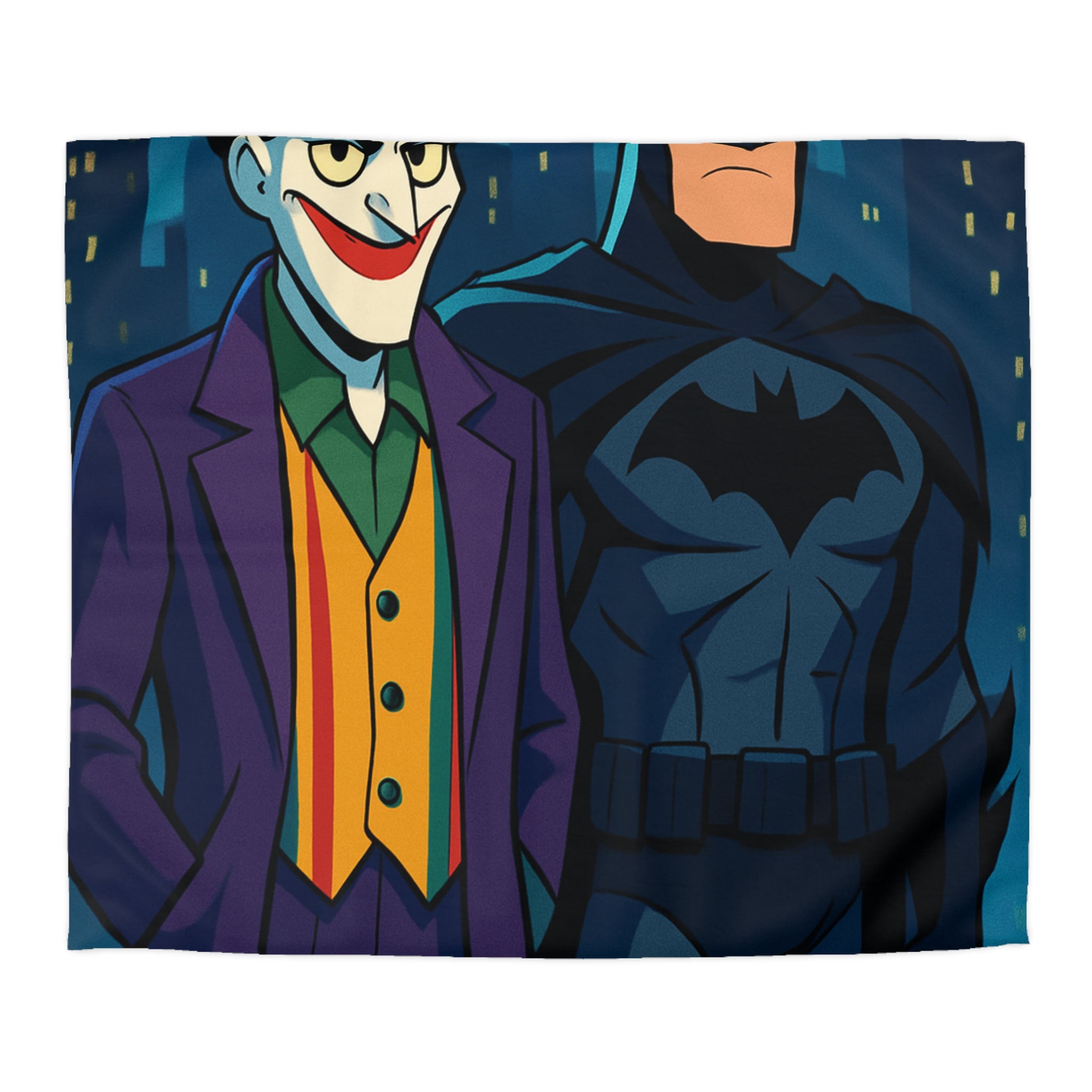 Superhéros au crépuscule : Housse de couette thème ville nocturne avec personnages emblématiques