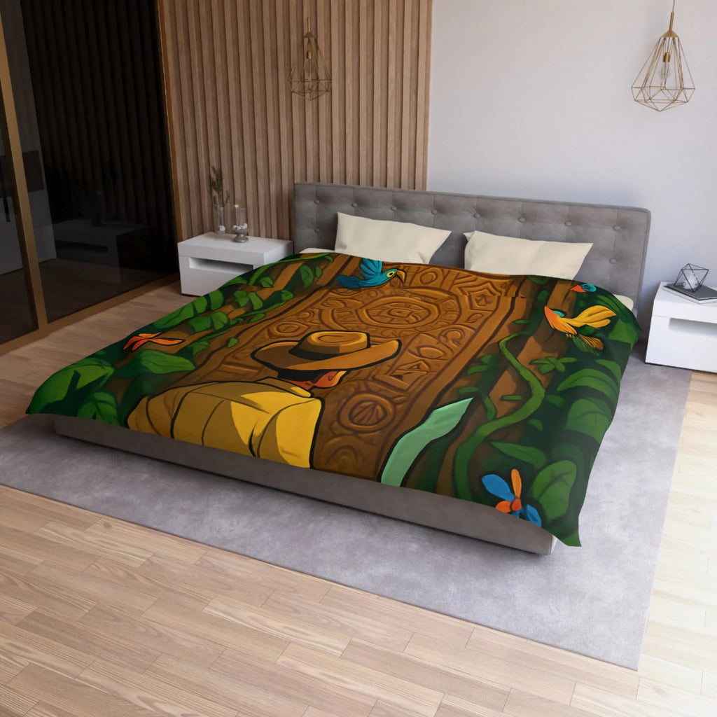 Housse De Couette Aventure Jungle Enjolivée De Motifs Anciens et Faune Colorée