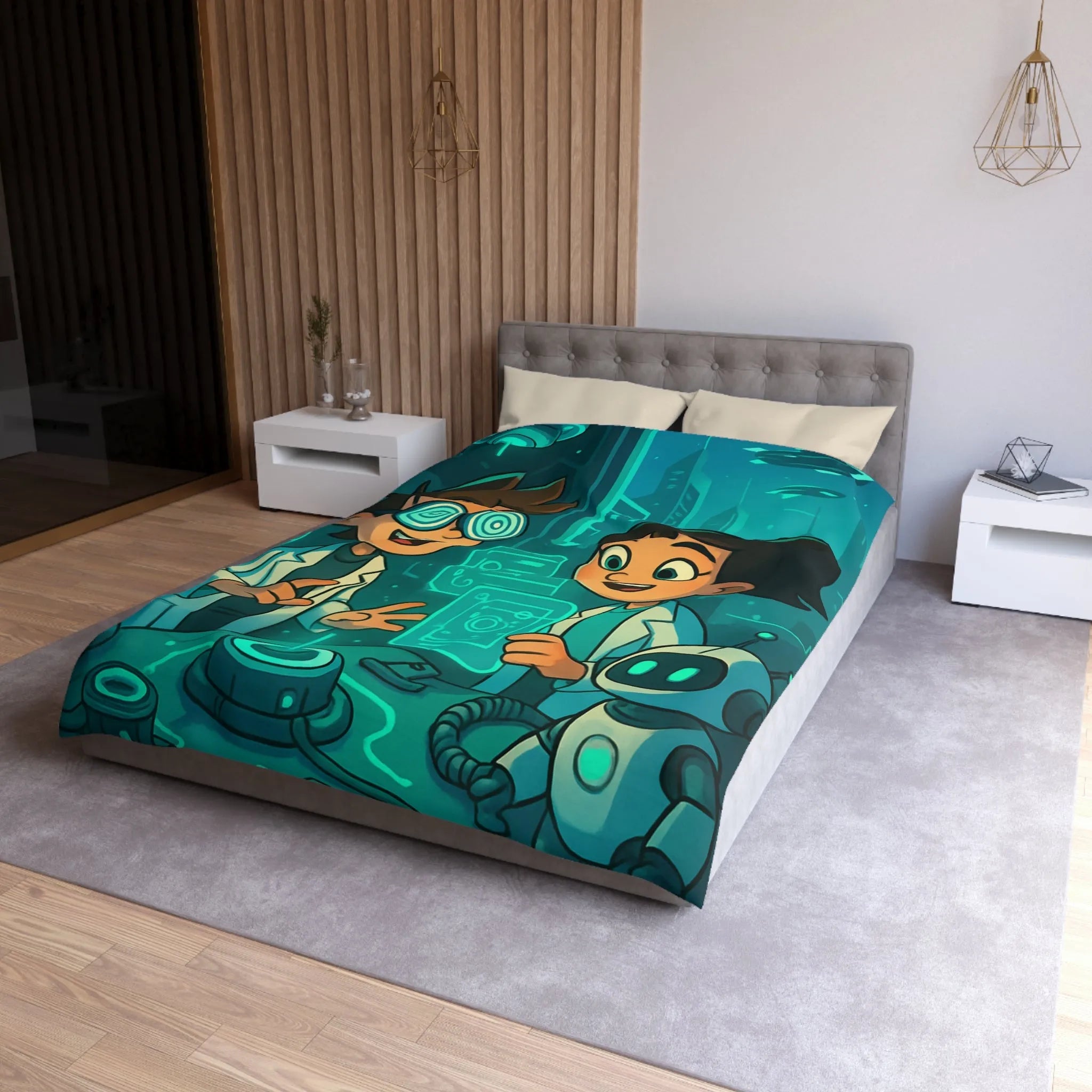 Housse de Couette Microfibre Art Graphique Contemporain Style Décoratif Chambre Tendance