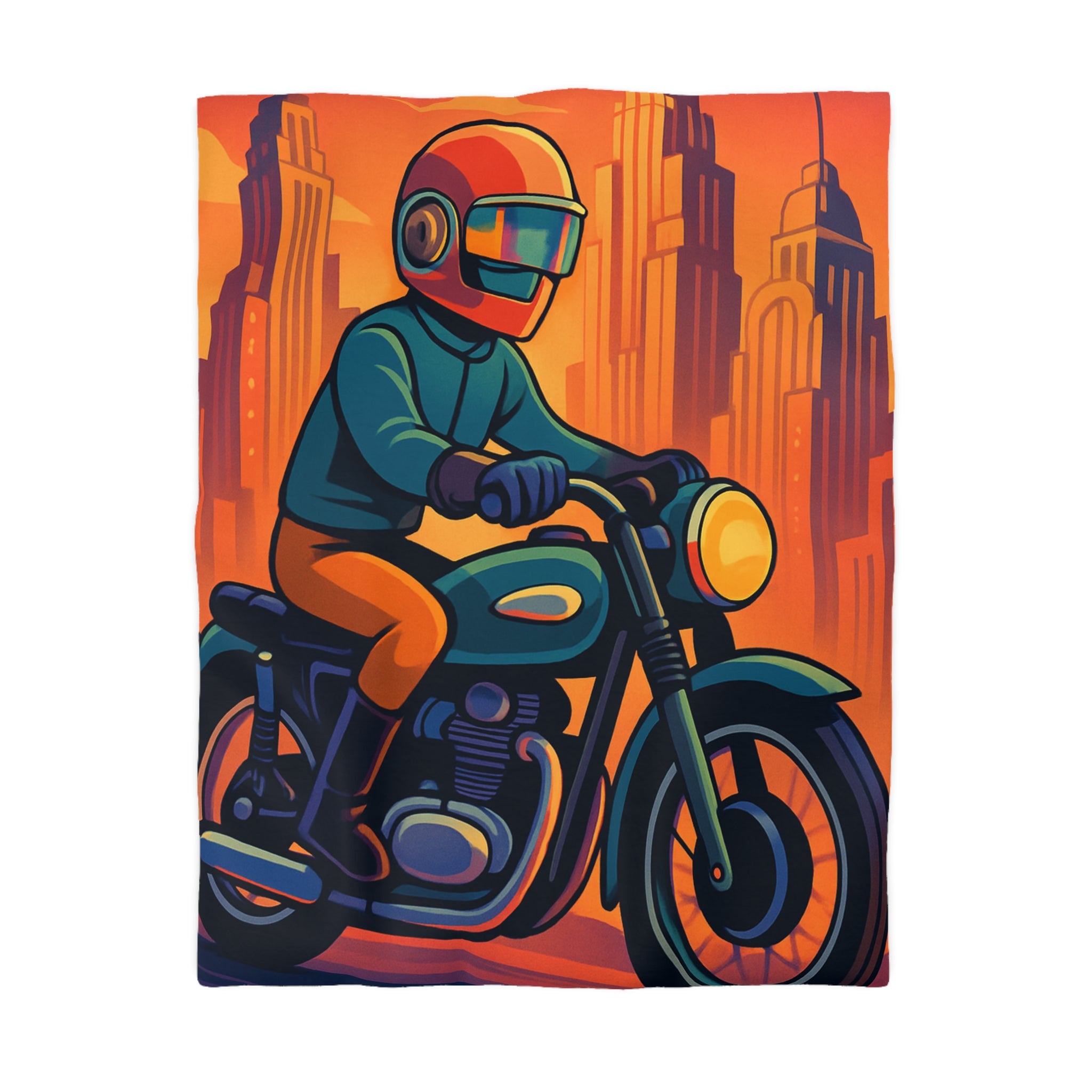 Housse de couette moto rétro vintage pour chambre style urbain moderne et audacieux