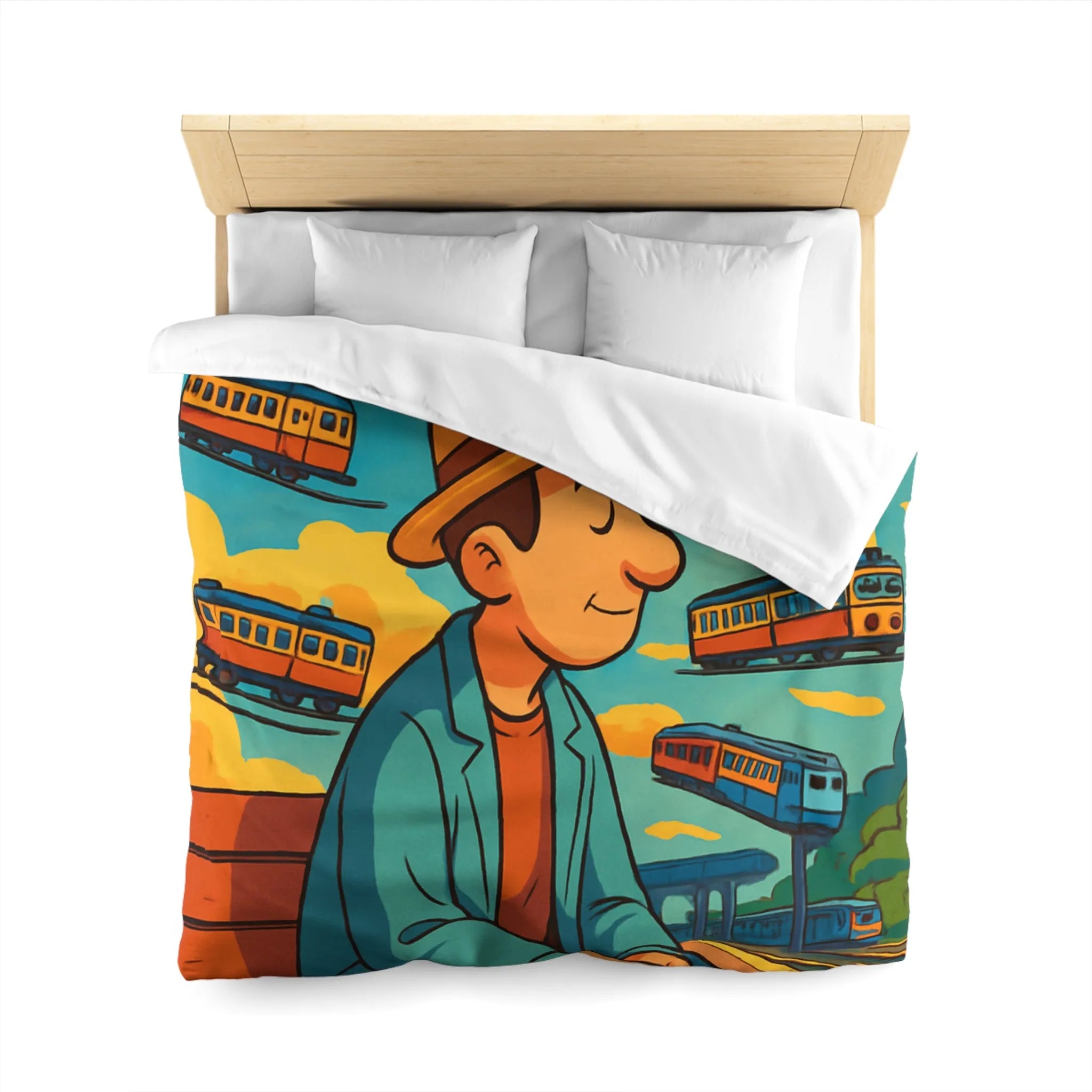 Housse de Couette Microfibre Art Graphique Contemporain Style Décoratif Chambre Tendance