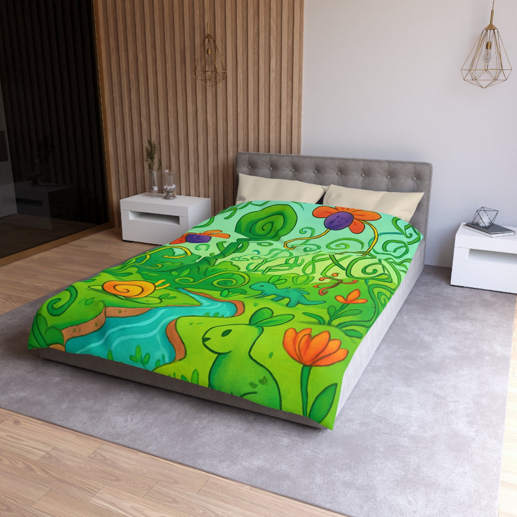 Housse de Couette Microfibre Design Artistique Moderne Décoration Chambre Confort Premium