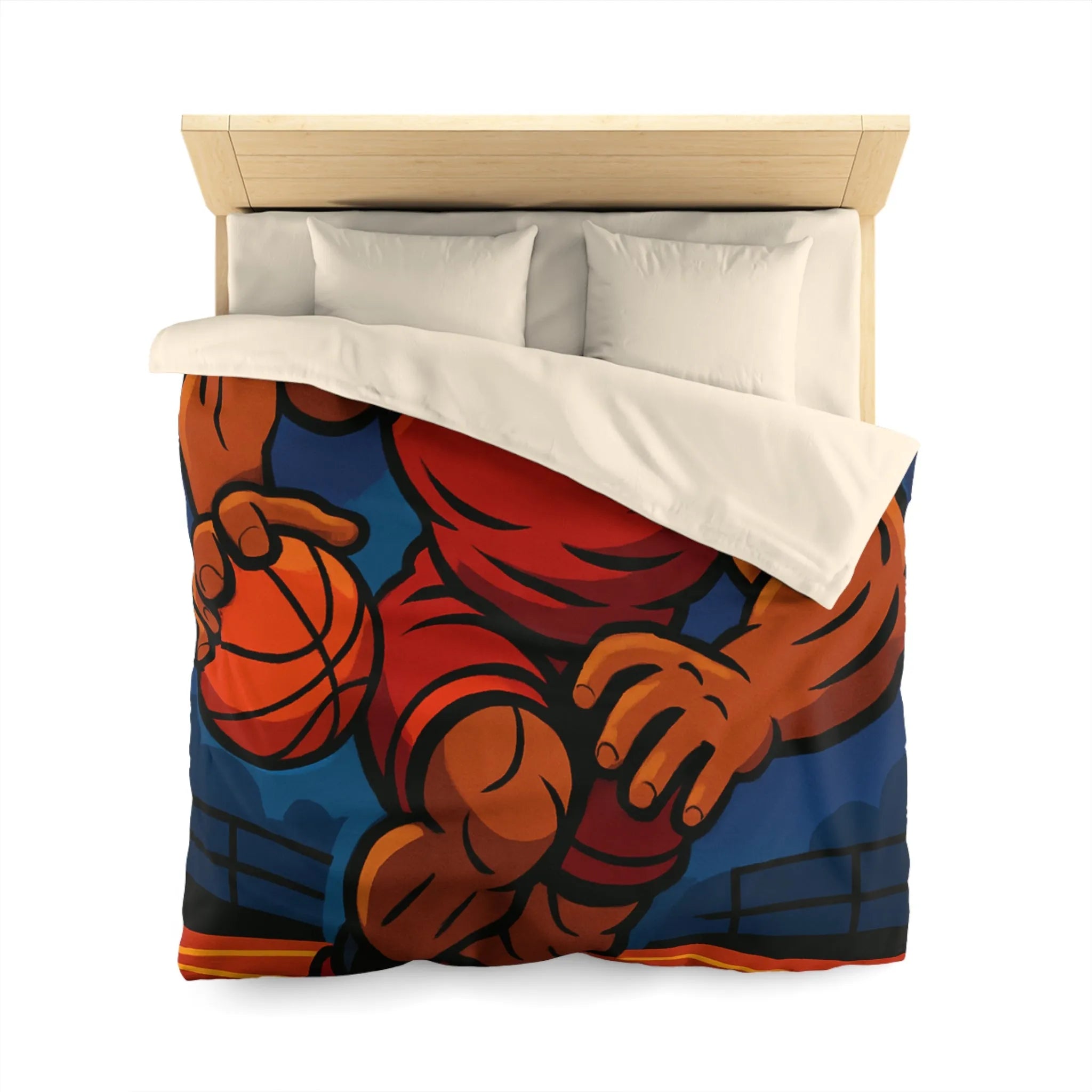 Housse de couette avec illustration dynamique de joueur de basket-ball en action intense